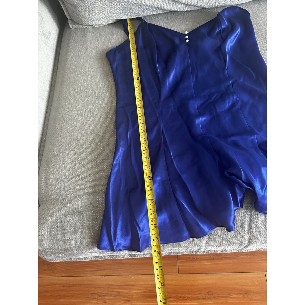 Cacique Blue  Satin Teddy Romper Lingerie SZ L Whimsigoth Fairy - Picture 9 of 11